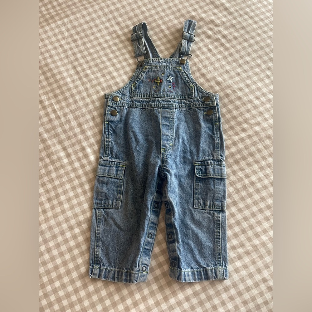 Vintage airplane Denim Overalls
Size 18 months